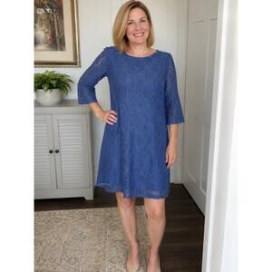 Chico’s Lace A-Line Dress Size 0.5 US 6 Blue Floral Cocktail NWT
